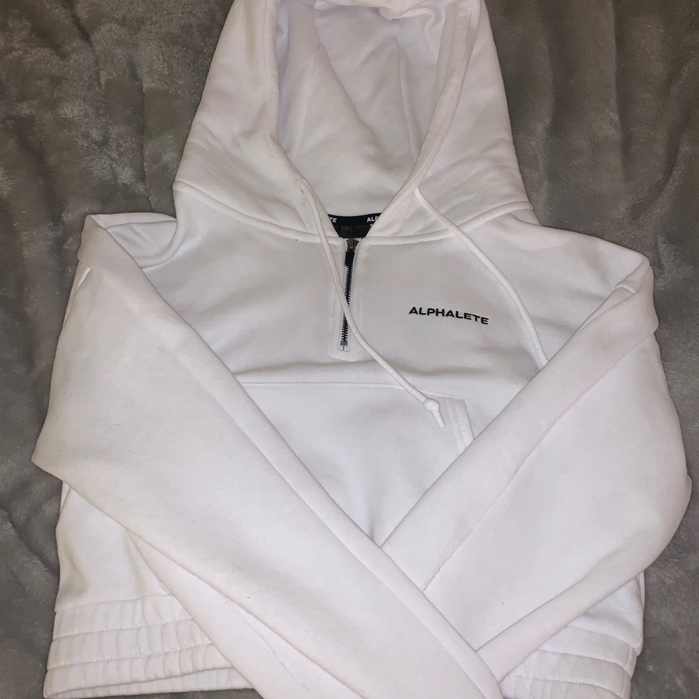 Alphalete White Cropped Hoodie